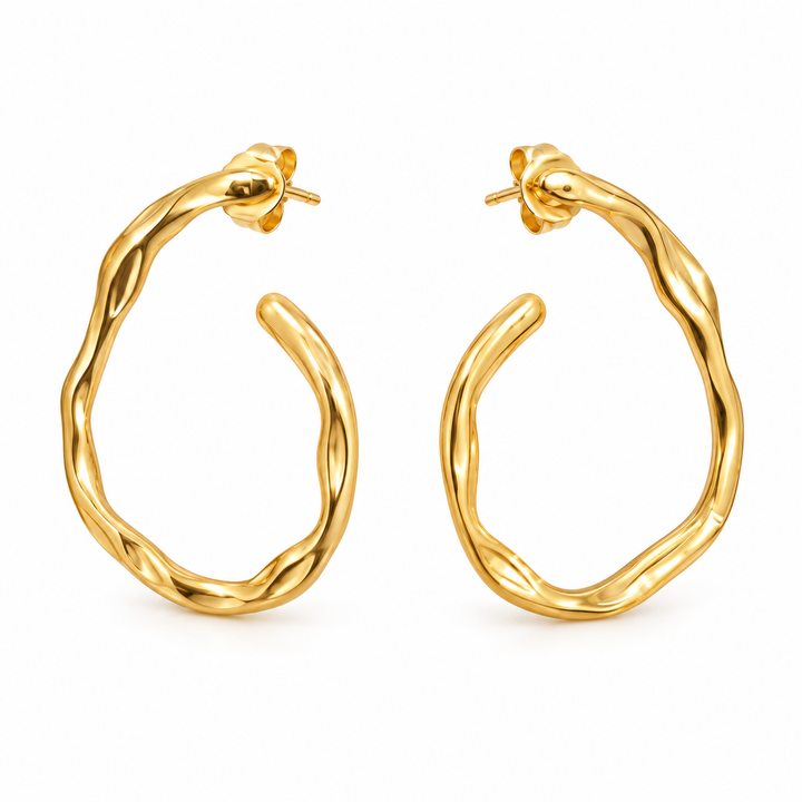 Ørestikker åben oval - 18 karat forgyldt titanium