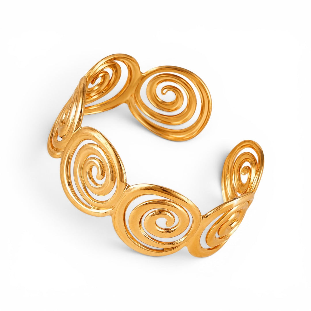 Åben spiral armring 2.3cm -18 karat forgyldt ædelstål