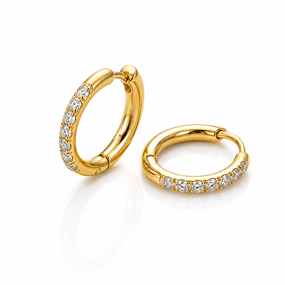 Classic Zircon Hoops – 18 karat forgyldt ædelstål. Flere Str.