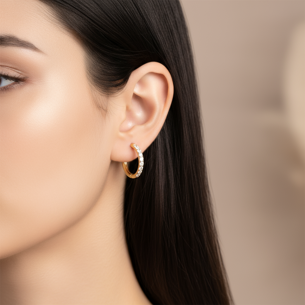 Classic Zircon Hoops – 18 karat forgyldt ædelstål. Flere Str.