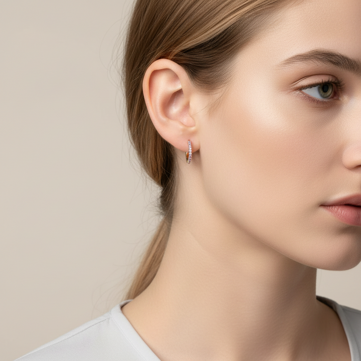 Lys lilla hoops i 18 karat forgyldt kobber