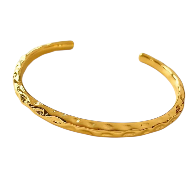 Hamret Bangle Armbånd i 16kt. Forgyldt Rustfrit Stål