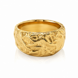 Ring med mønster - 18 karat forgyldt titanium