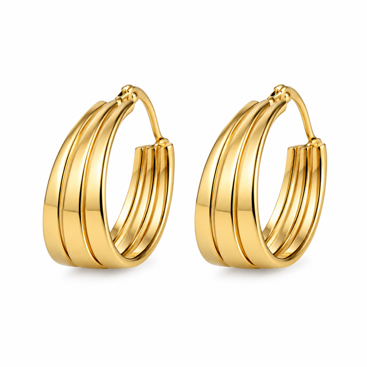 Ovale hoops - 18 karat forgyldt titanium