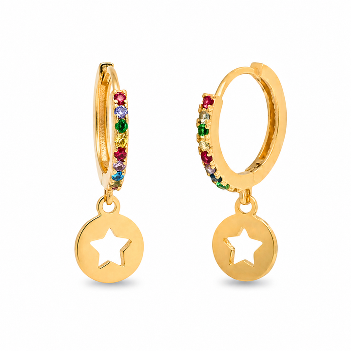Rainbow hoops stjerne vedhæng - 18 karat forgyldt messing