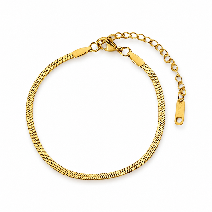 Armbånd flad slange armbånd 3mm - 18 karat forgyldt ædelstål