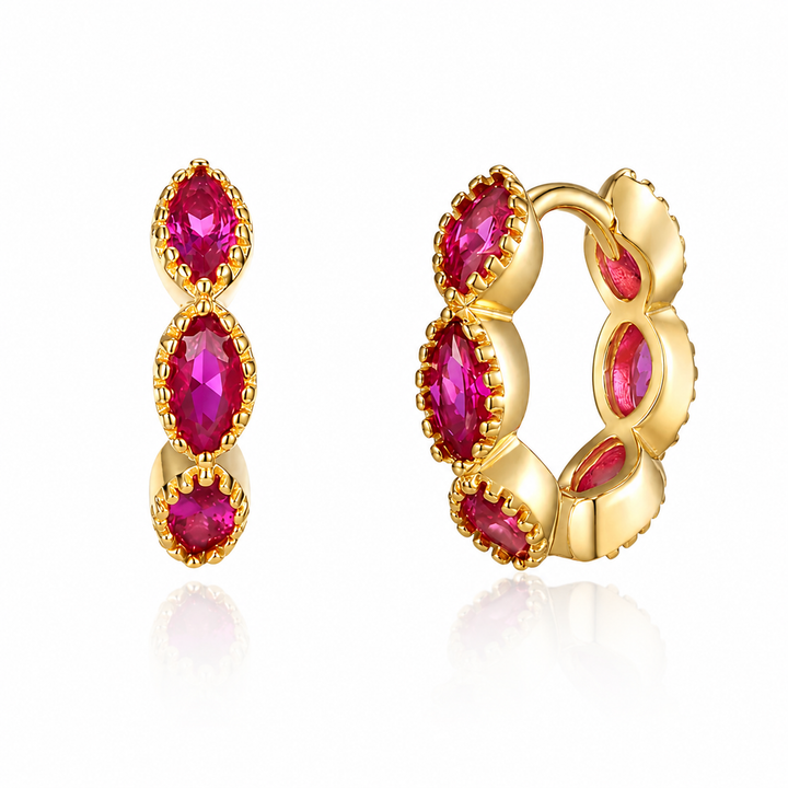 Små pink zirkon hoops - 18 karat forgyldt 925 sterlingsølv