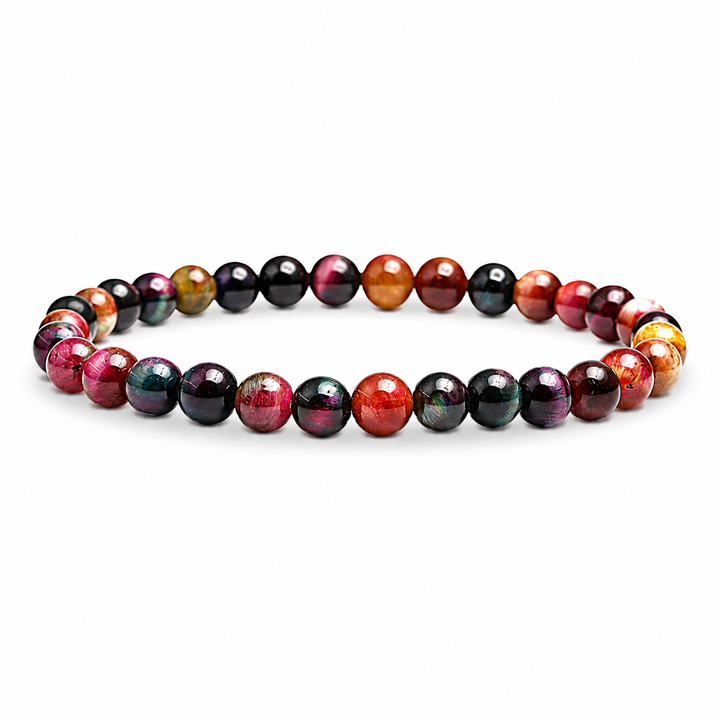 Multi tigerøje natursten armbånd