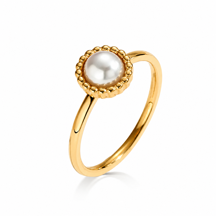 Vintage perle ring - 18 karat forgyldt ædelstål