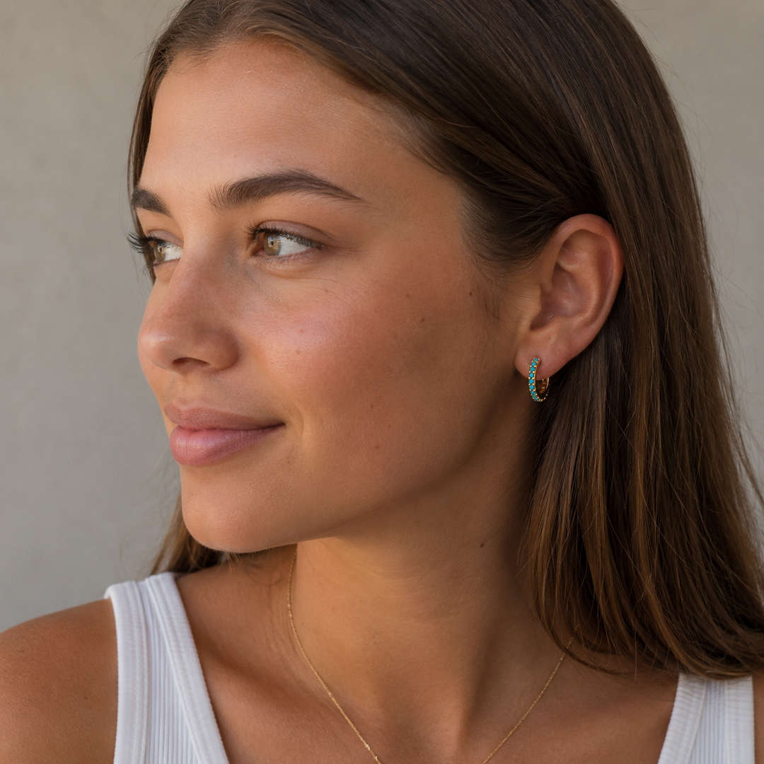 Turkis hoops - 18 karat forgyldt kobber