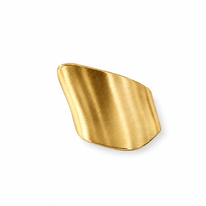 Bred statement ring - børstet 18 karat forgyldt ædelstål