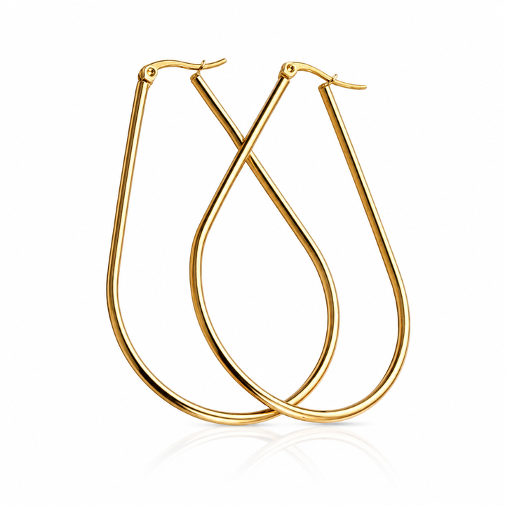 Dråbeformet hoops 6.5cm - 18 karat forgyldt titanium