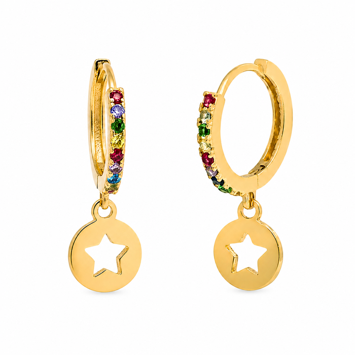 Rainbow hoops stjerne vedhæng - 18 karat forgyldt messing