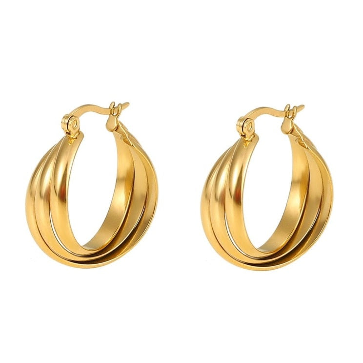 (Kopi) Twistet Triple hoops i 18 karat forgyldt ædelstål