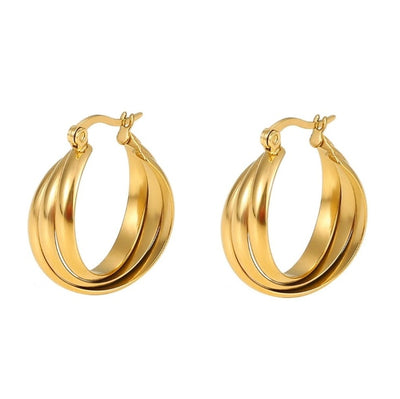 (Kopi) Twistet Triple hoops i 18 karat forgyldt ædelstål