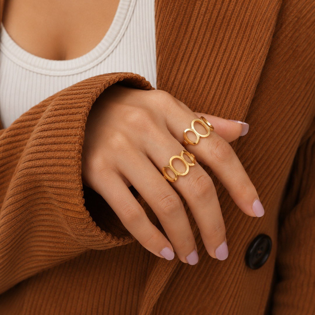 Ring ovaler - 18 karat forgyldt titanium