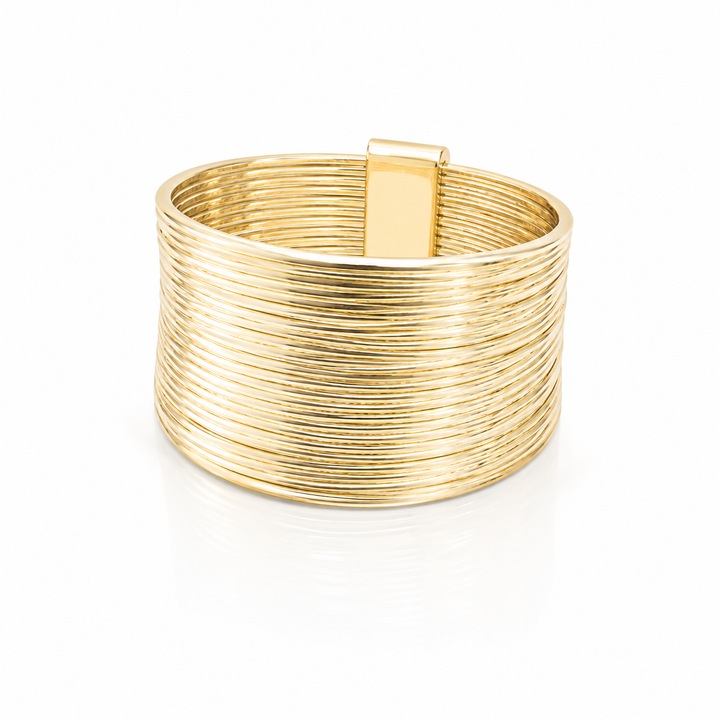 Statement ring tynde linjer - 14 karat forgyldt messing