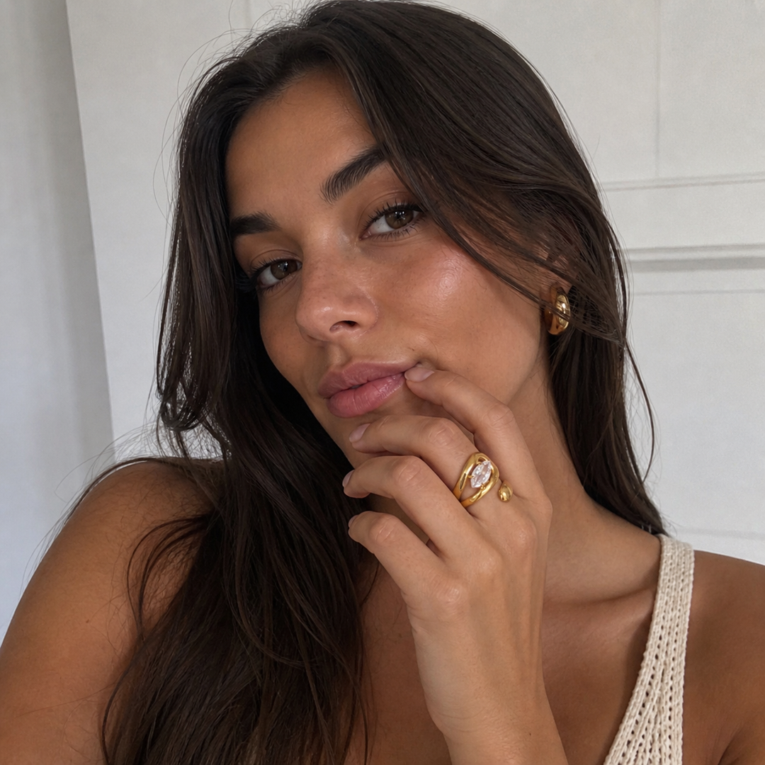 Marquise Twist Ring - 18 karat forgyldt ædelstål
