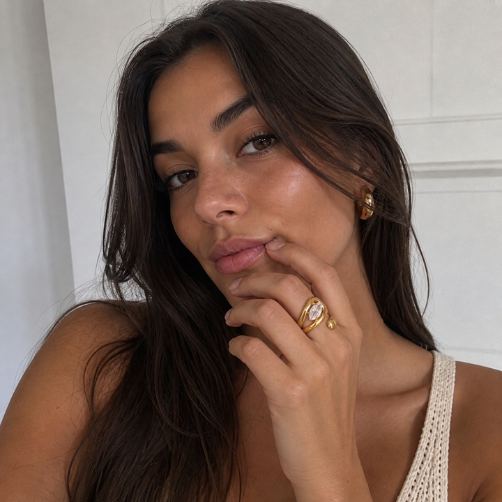 Marquise Twist Ring - 18 karat forgyldt ædelstål