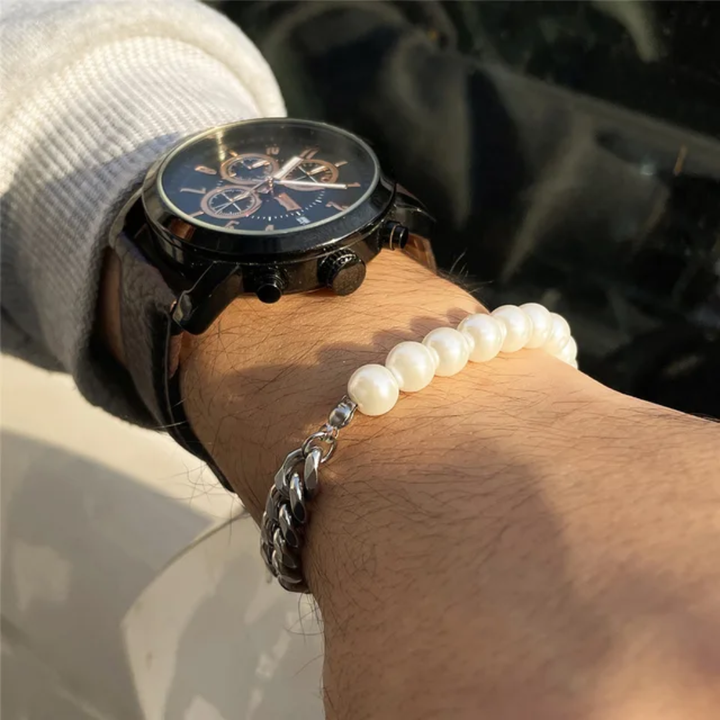 Panser &amp; Perler armbånd - ædelstål - Herrestr.