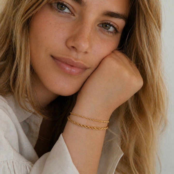 Rope armbånd 4mm. i 18 karat forgyldt stål