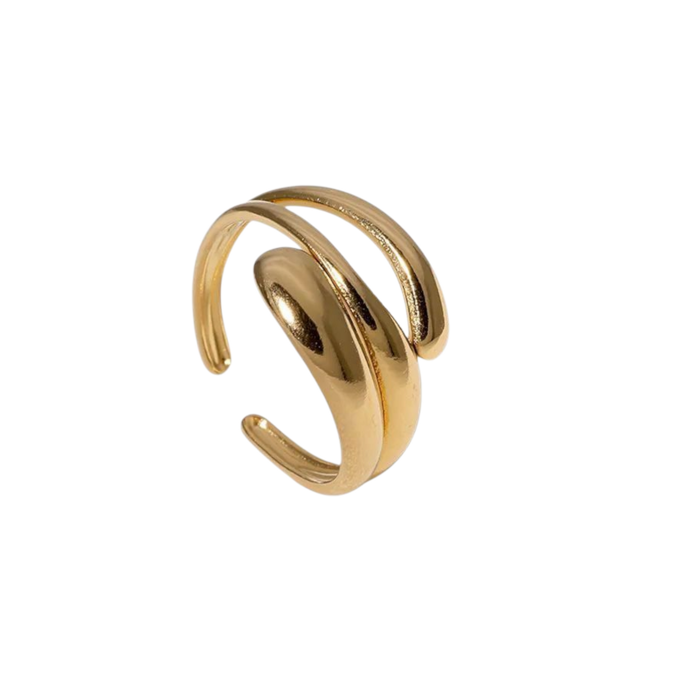 Minimalistisk ring i 18 karat forgyldt rustfrit ædelstål med bølget design