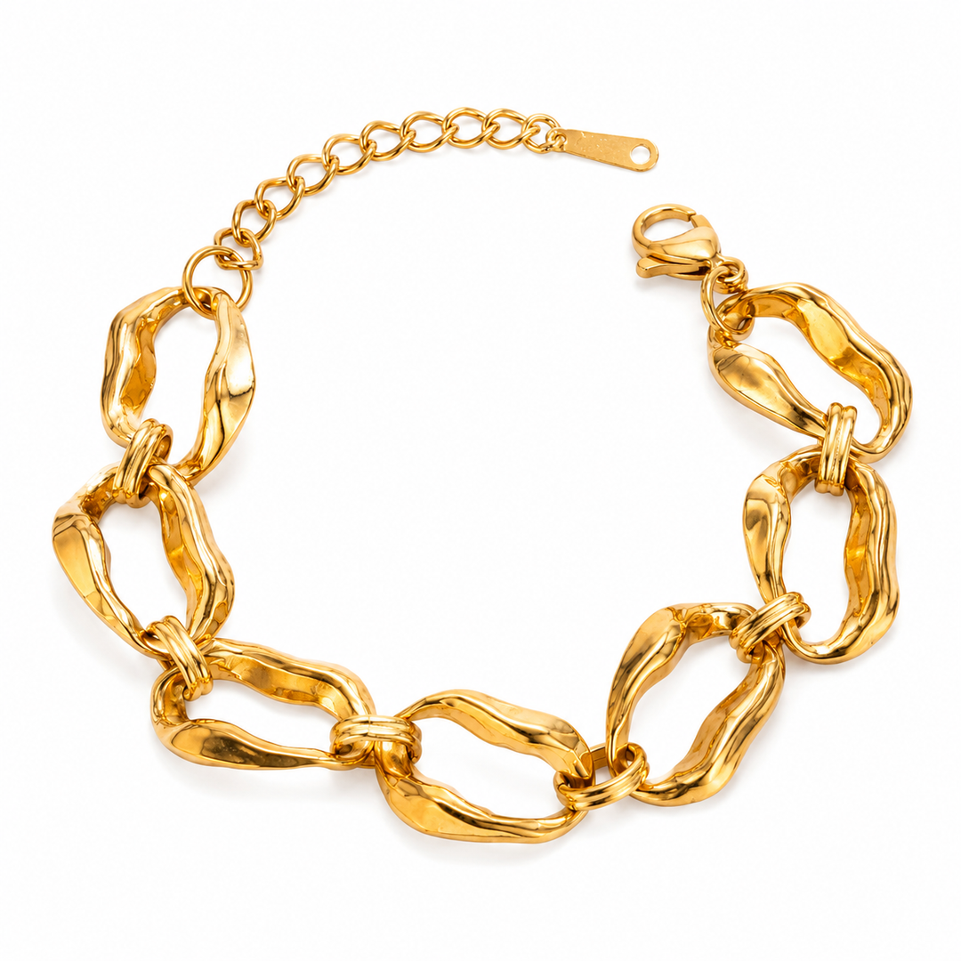 Smeltet link armbånd - 18 karat forgyldt ædelstål