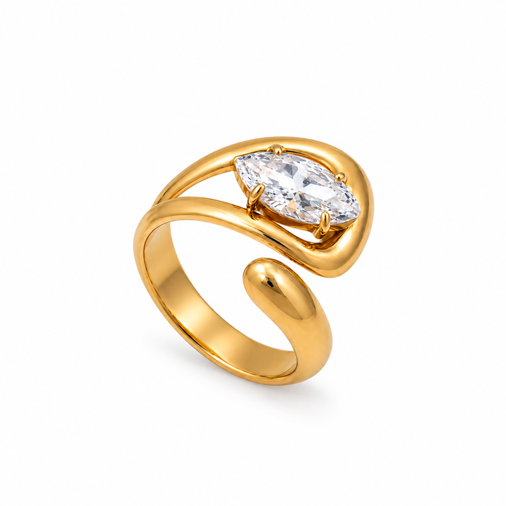 Marquise Ring - 18 karat forgyldt ædelstål