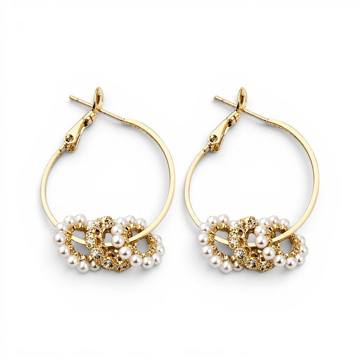 Hoops perle &amp; zirkon - 18 karat forgyldt 925 sterlingsølv