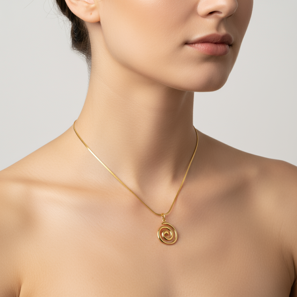 Spiral halskæde i 18 karat forgyldt ædelstål