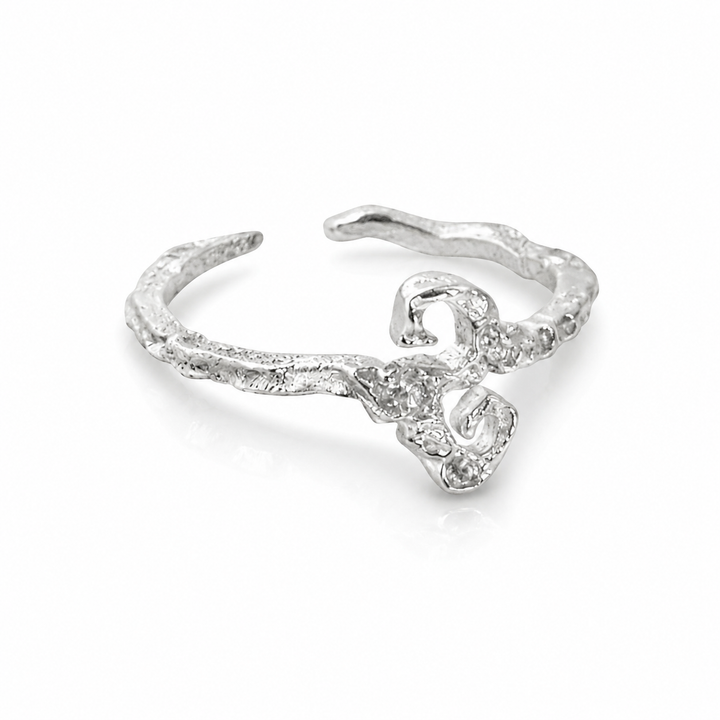 S formet ring - smeltet look  i 925 sterlingsølv