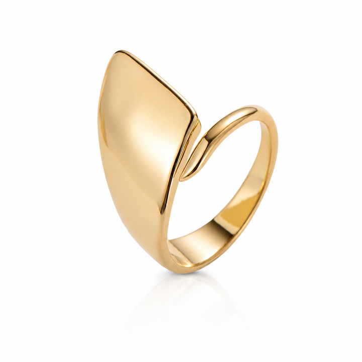 Bred spiral ring - 18 karat forgyldt ædelstål