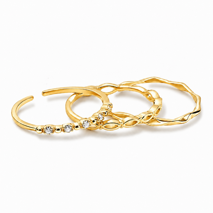 Tynde ringe med struktur - 18 karat sterlingsølv