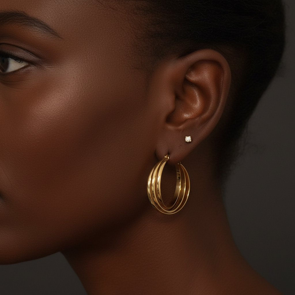 (Kopi) Twistet Triple hoops i 18 karat forgyldt ædelstål