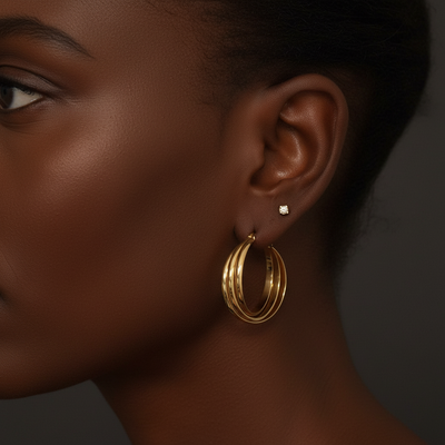 (Kopi) Twistet Triple hoops i 18 karat forgyldt ædelstål