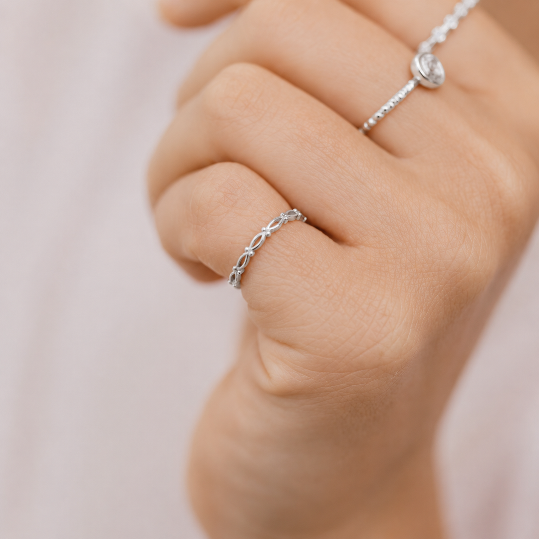 Tynde ringe med struktur - sterlingsølv