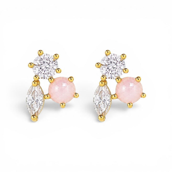 Ørestikker zirkon/perle - 18 karat forgyldt 925 sterlingsølv