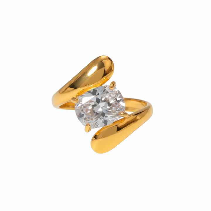 Statement zirkon Ring i 18 karat Forgyldt Ædelstål