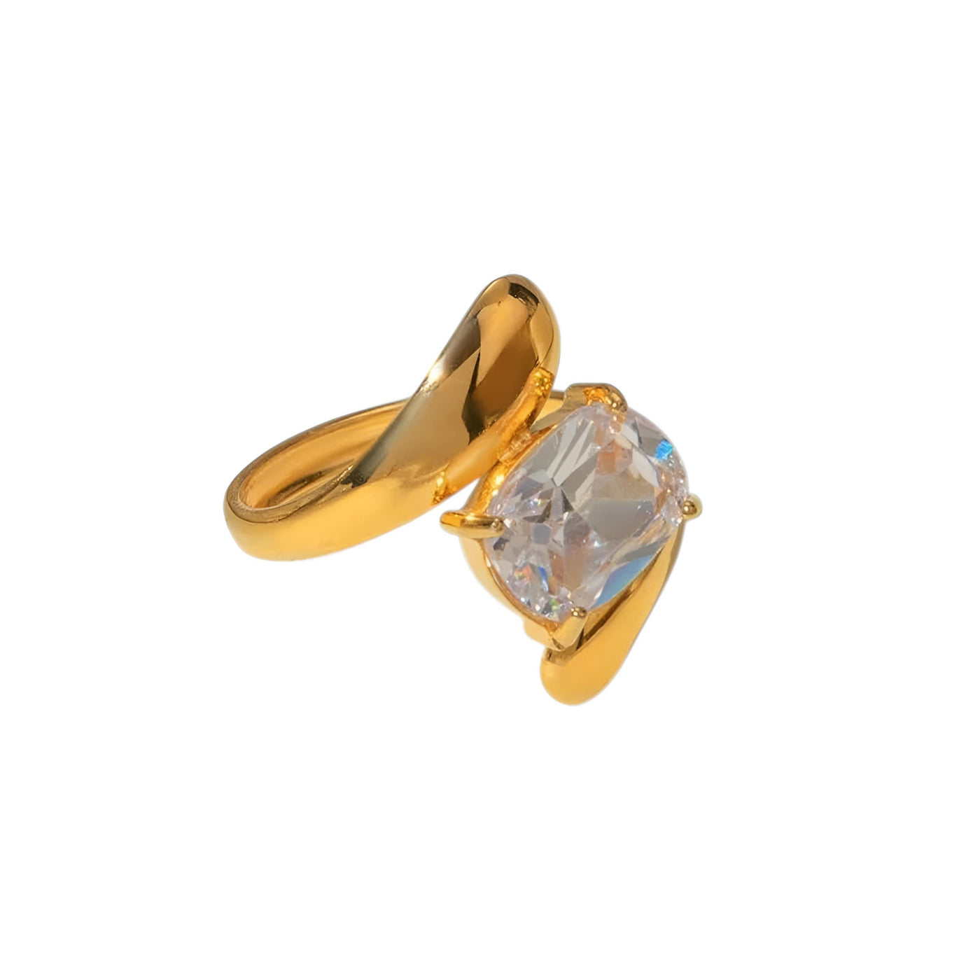 Statement zirkon Ring i 18 karat Forgyldt Ædelstål