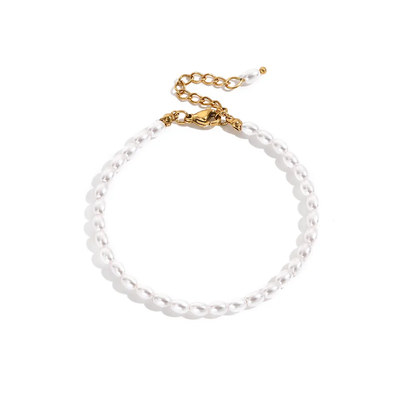 Perle armbånd i 14 karat forgyldt rustfrit ædelstål