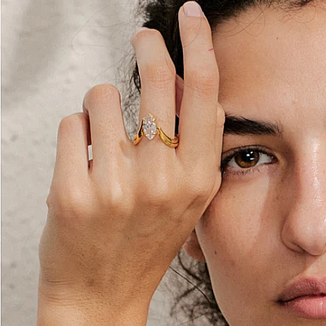 Marquise Ring i 18 karat Forgyldt Ædelstål