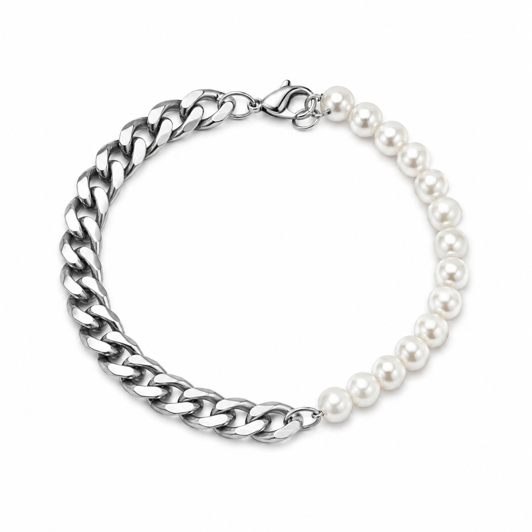 Panser &amp; Perler armbånd - ædelstål - Herrestr.
