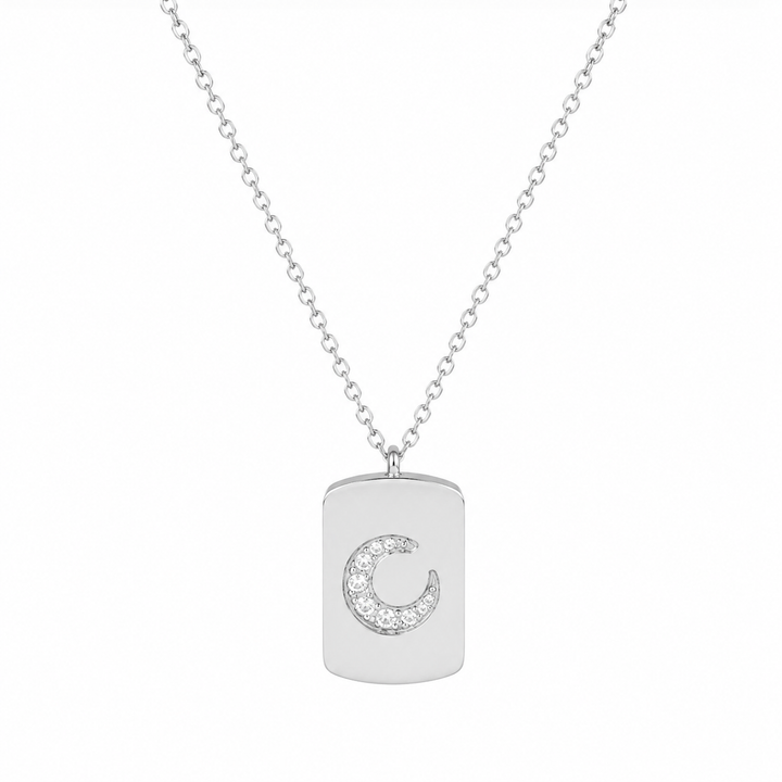 Halskæde zirkon måne - titanium