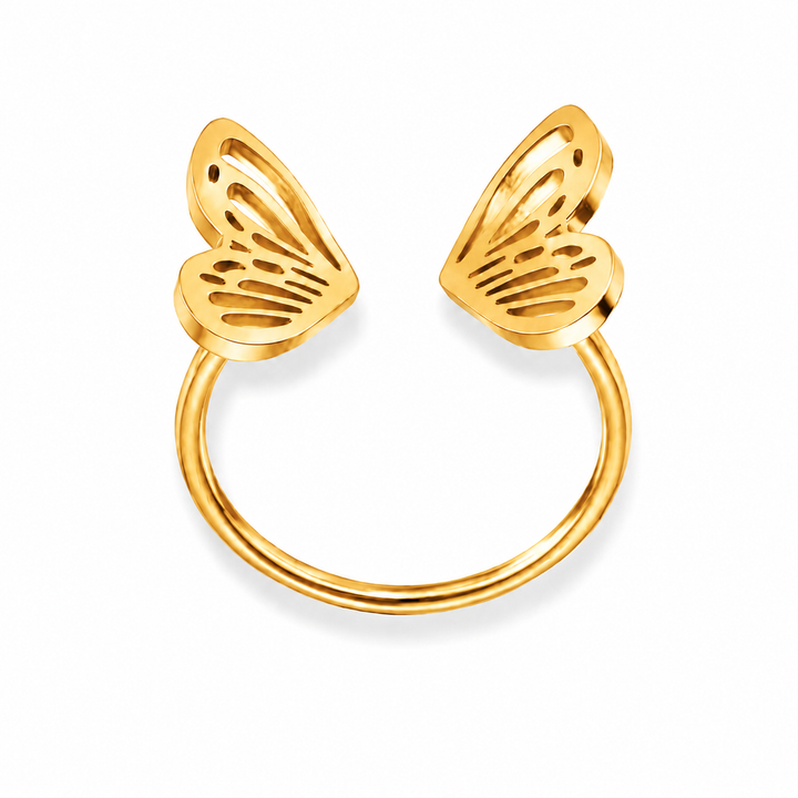 Sommerfugl ring - 18 karat forgyldt titanium