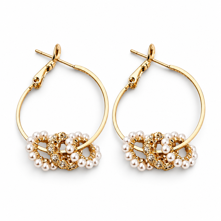 Hoops perle &amp; zirkon - 18 karat forgyldt 925 sterlingsølv