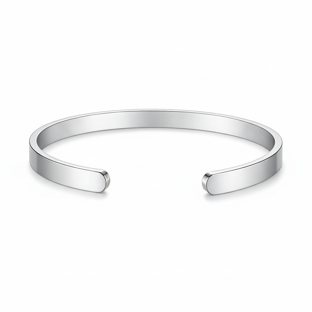 Åben Armring 6mm i ædelstål - kan graveres indvendigt og udvendigt - Gratis gravering