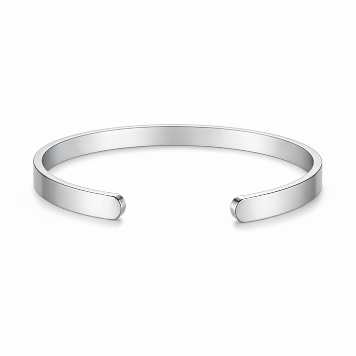 Åben Armring 6mm i ædelstål - kan graveres indvendigt og udvendigt - Gratis gravering