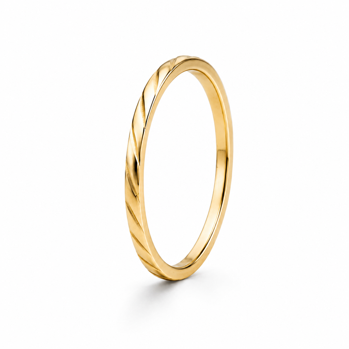 Smal bølge ring - 18 karat forgyldt titanium
