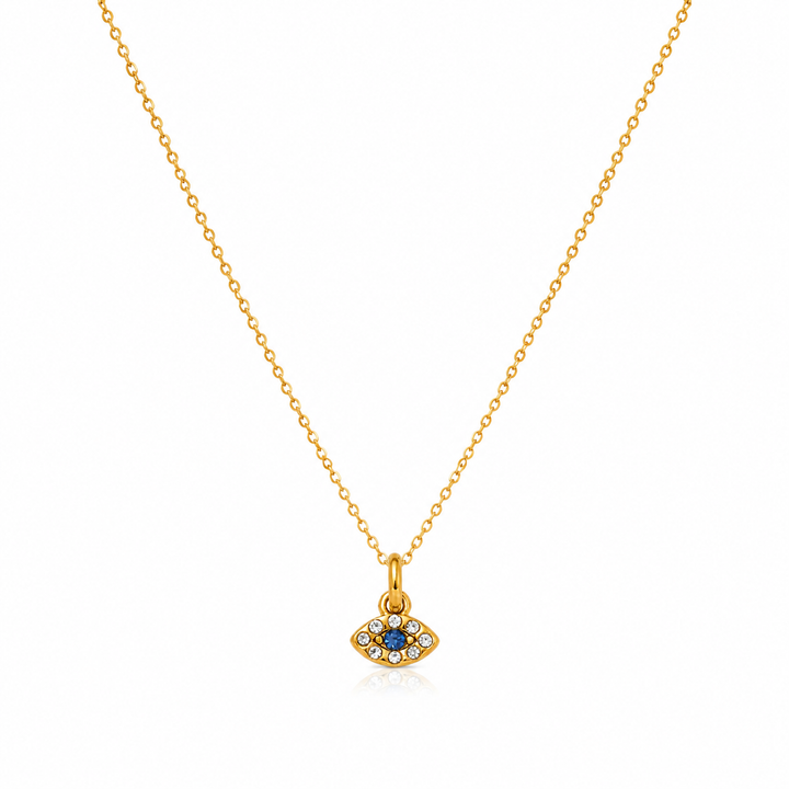 Halskæde Evil eye zirkon - 18 karat forgyldt ædelstål