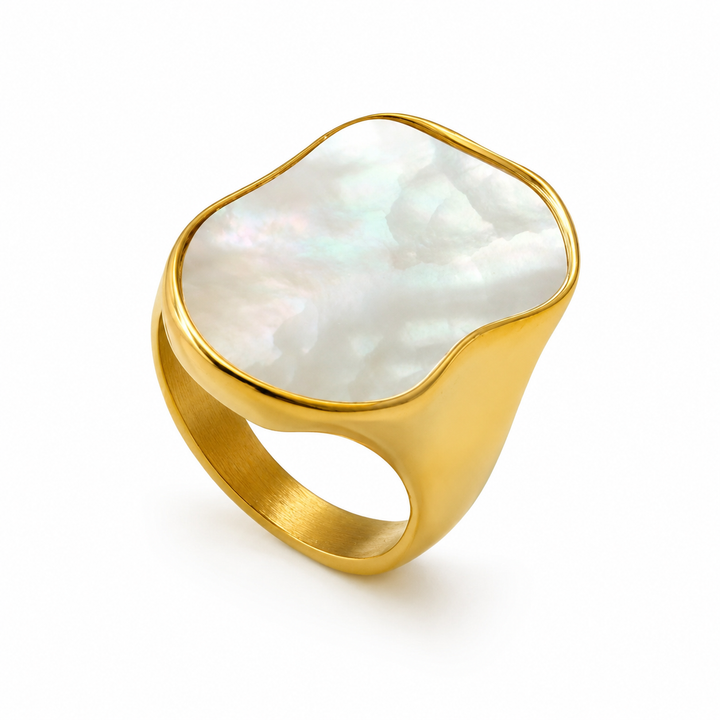 Ring med shell flade - 18 karat forgyldt titanium